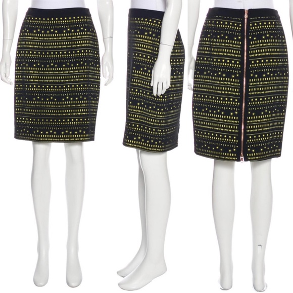 🎉HP Versace Pencil Skirt Lasercut Black/Neon NWT - Picture 2 of 6